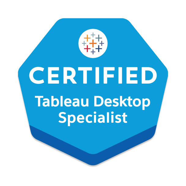 Tableau Desktop Specialist certification badge
