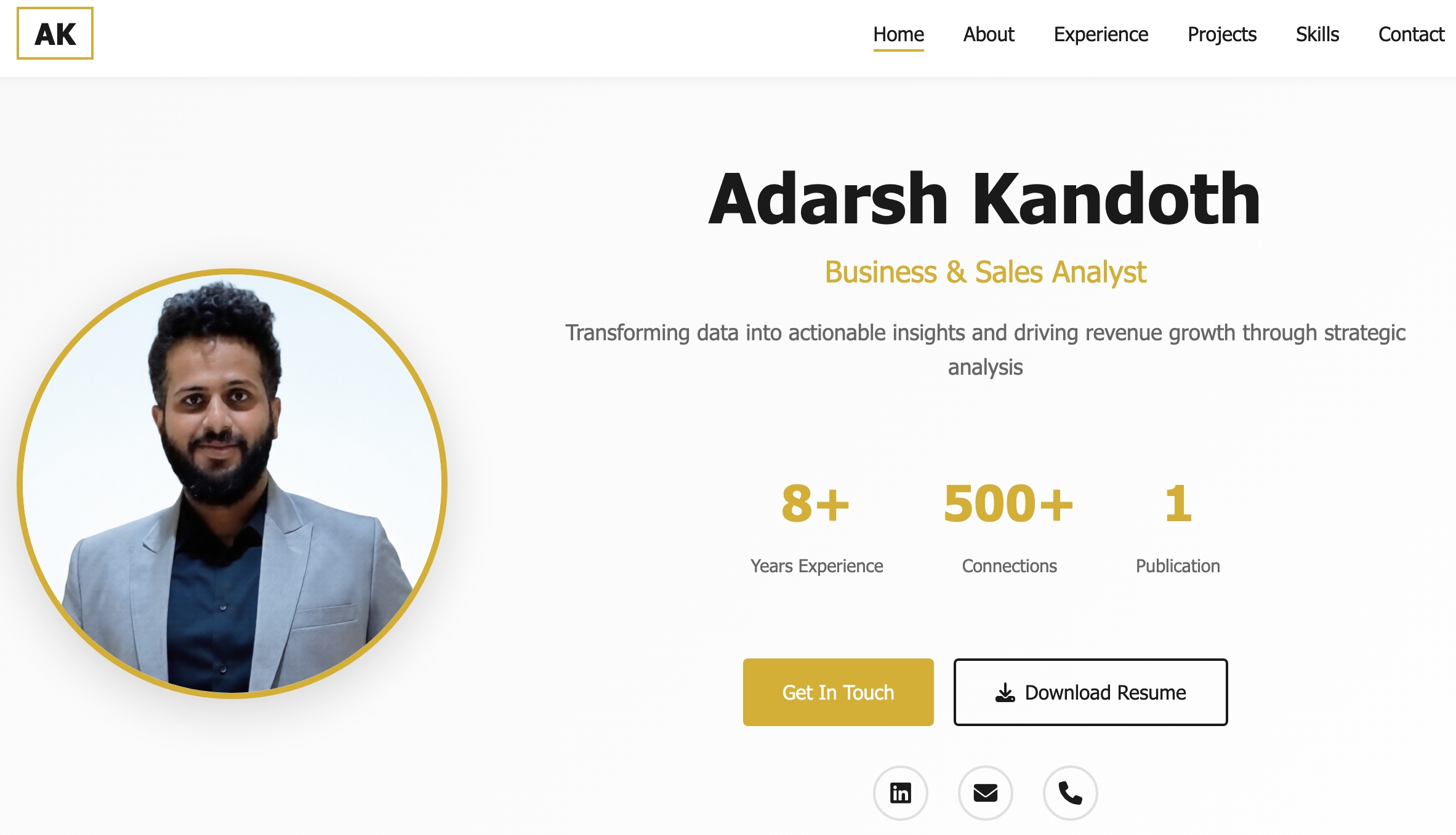 Adarsh Portfolio Screenshot