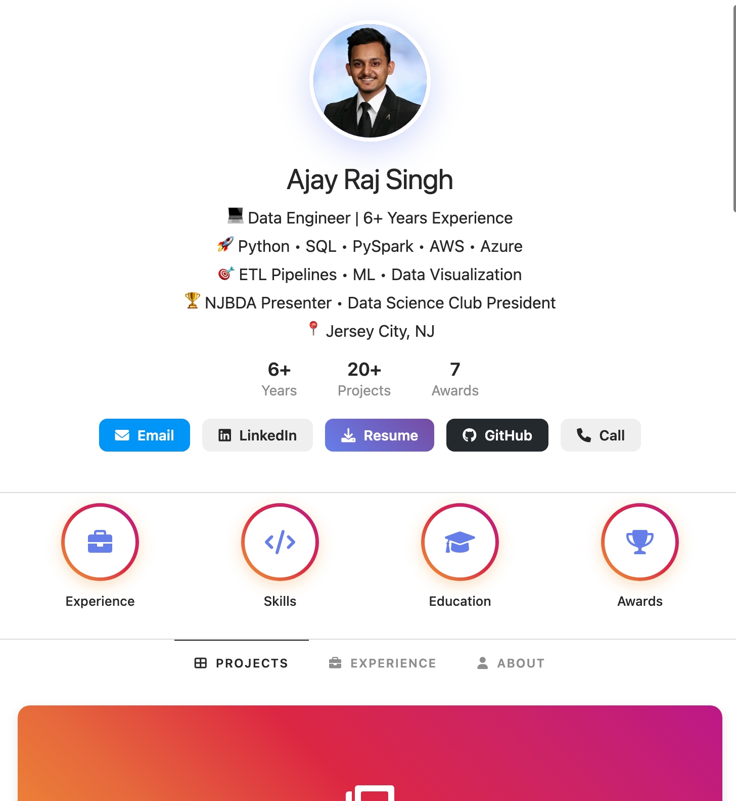 Ajay Portfolio Screenshot